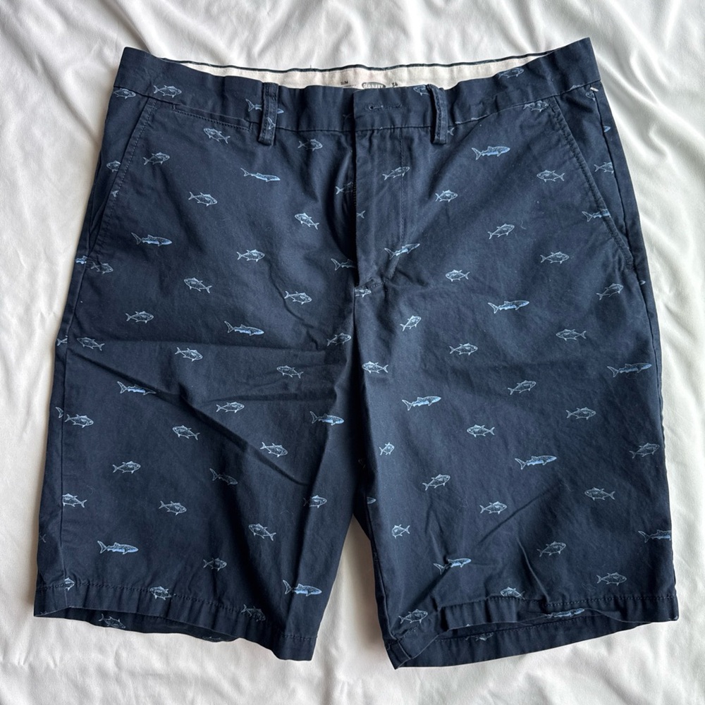 Men's Navy Shark Print Shorts